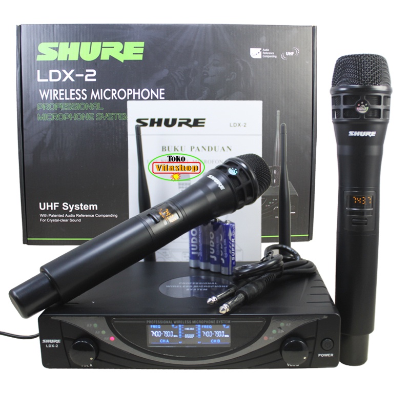 MICROPHONE WiIRELESS SHURE LDX-2 PP MIC WERLES 2 HANDLE MIK ARAOKE