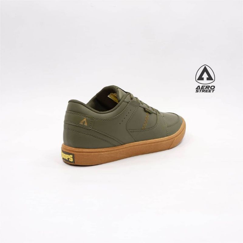 Aerostreet 37-43 Hoops low Gum sepatu hijau olive sneakers casual pria wanita sekolah medan