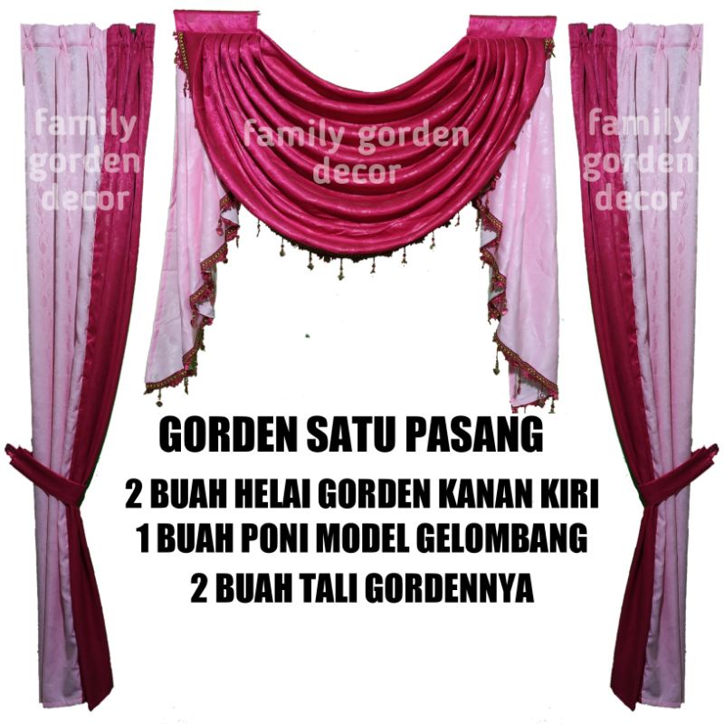 gorden satu pasang poni gelombang cantik dan mewah gordeng hordeng korden tirai