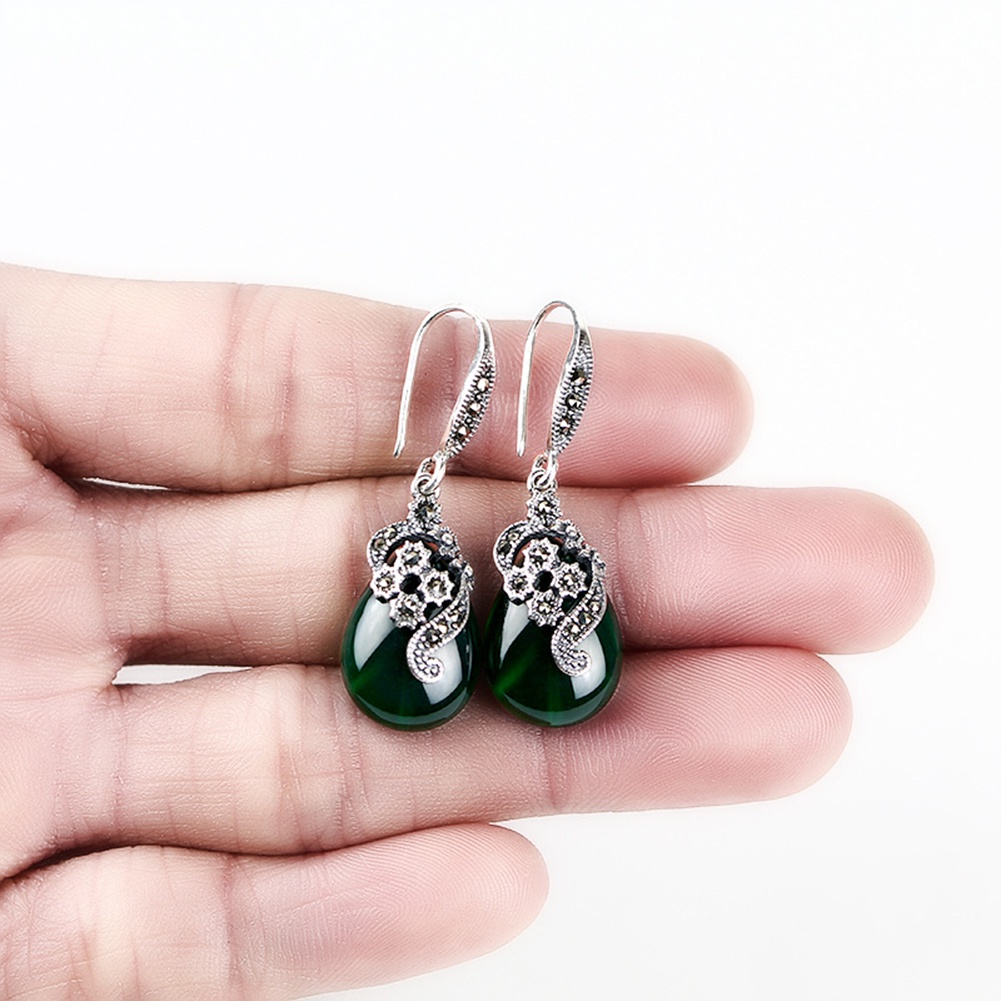 Hu Hu Hu Hu Hu Alat Bantu Pasang Kacamata♡ Anting Kait Gantung Wanita Desain Tetesan Air Hias Ruby Emerald Imitasi Gaya Vintage Untuk Hadiah