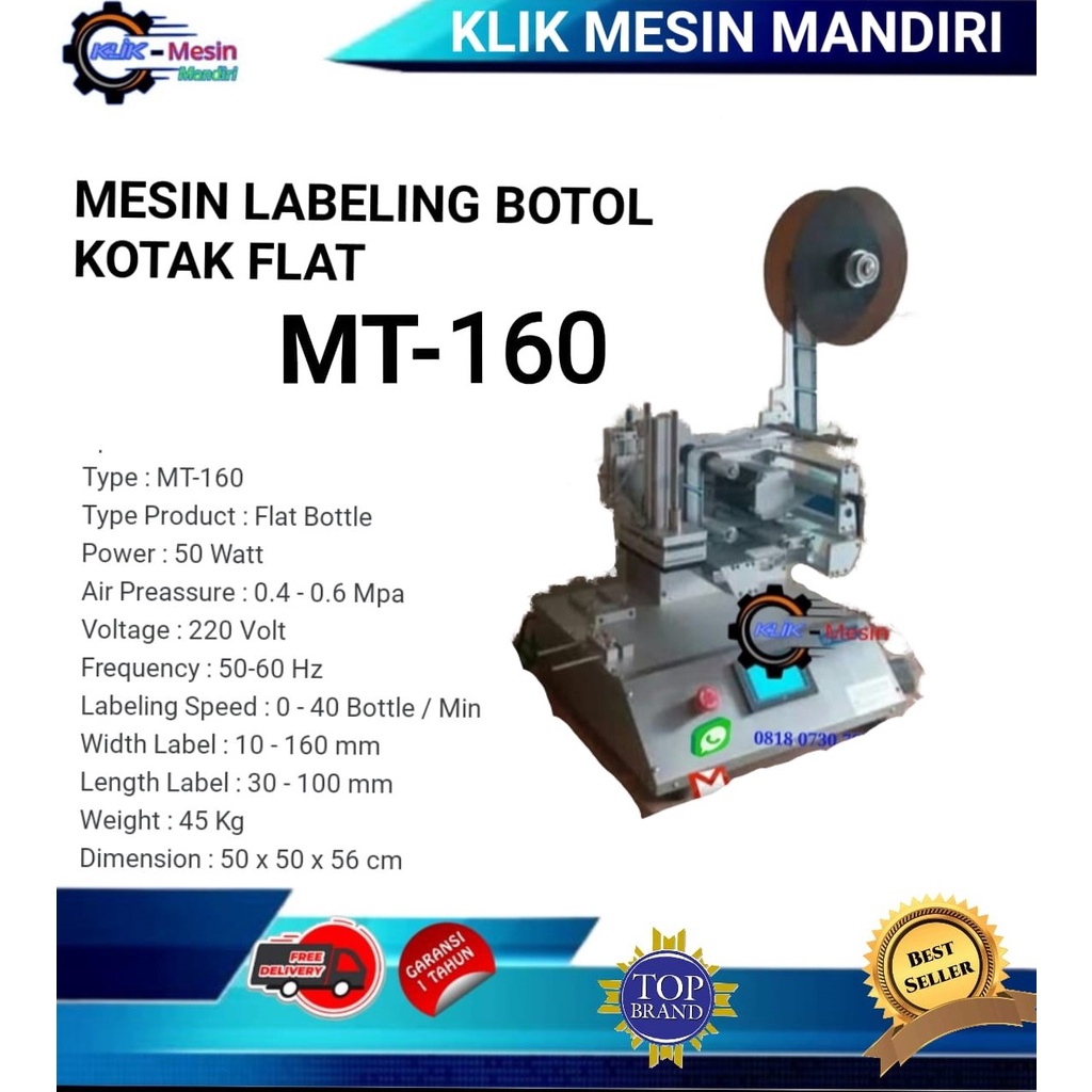 Mesin labeling botol Kotak Flat MT-160