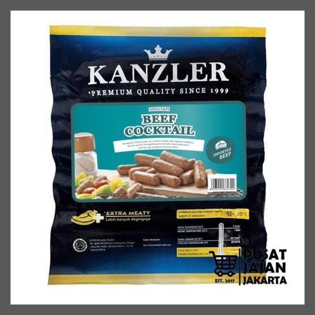 Kanzler Beef Cocktail Sausage 500 gr Sosis Sapi Mini Kecil Kiloan Cimory