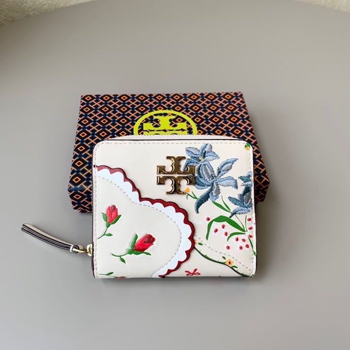 TB Kira  mixed floral bi-fold wallet white