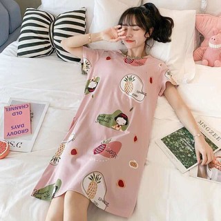 Setelan Piyama Wanita  Kaos  t shirt Round Neck Lengan  