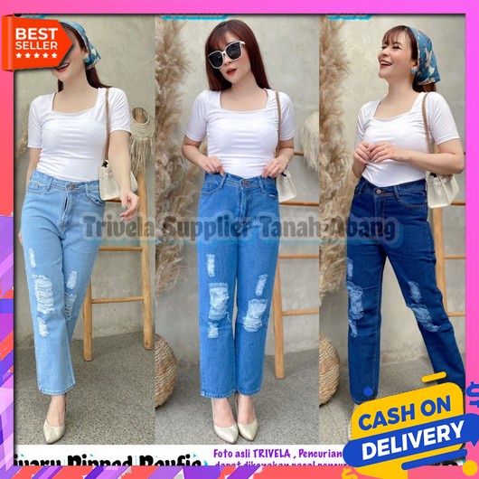 Kulot Jeans Terbaru 222 Celana Hw  Dewasa Bawahan Jin Polos Hig Boyfriend Sobek Lapis Lilyn