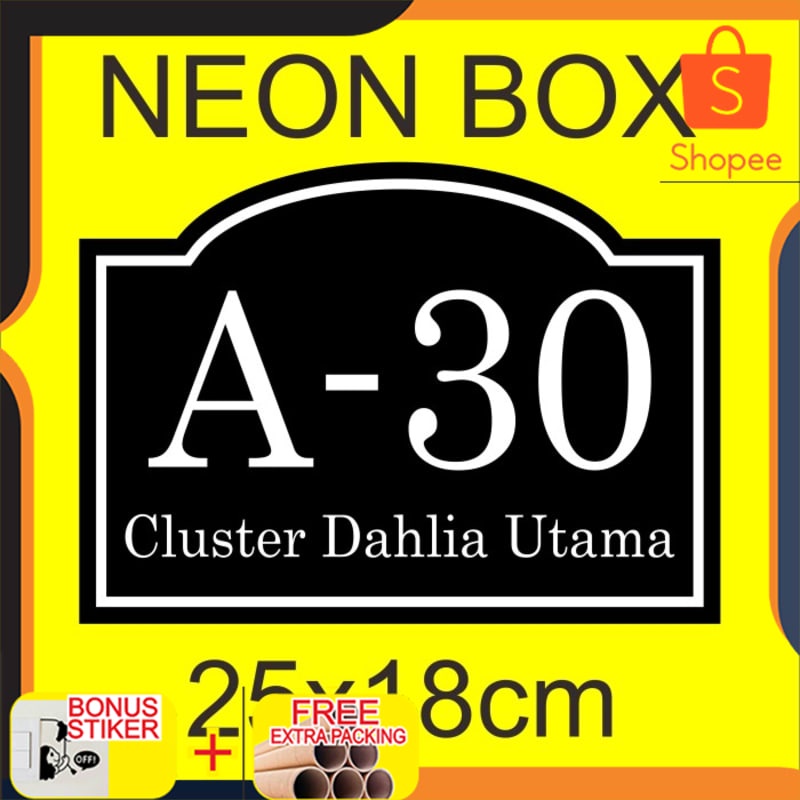 Promo Nomor Rumah LED Neon Box Lampu Custom Nomer Rumah Keren