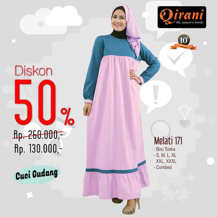 DISKON 50 10 GAMIS QIRANI QD 171 GAMIS MURAH CUCI GUDANG TERBAIK