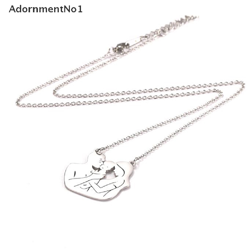 (AdornmentNo1) Kalung Rantai Dengan Liontin Hati Motif Tulisan Untuk Ibu Ayah / Suami