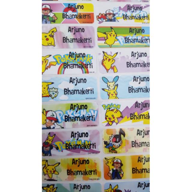 

LABELNAMA/STIKERNAMA WATERPROOF POKEMON size L isi 42pc