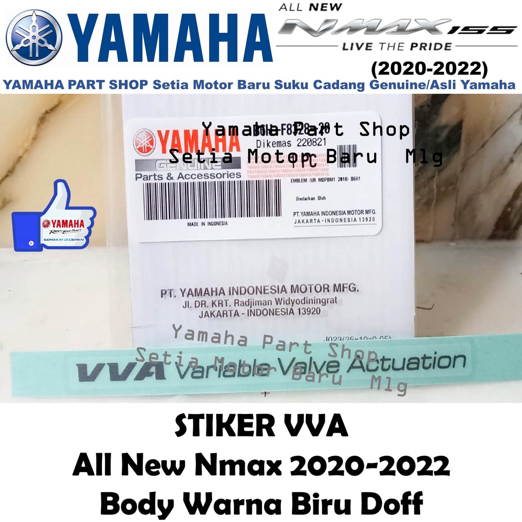 Emblem Stiker Logo VVA Variable Valve Actuation Body Biru Doff All New Nmax N Max Asli Yamaha