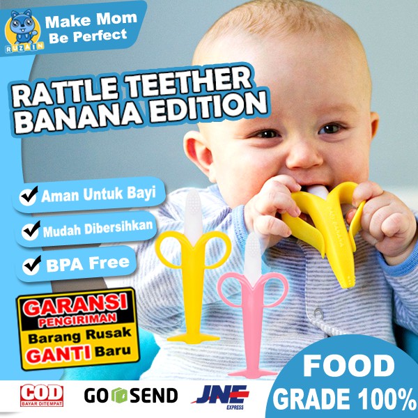 TOOTH BRUSH Teether Banana | Sikat Gigi Pisang | Gigitan Bayi Bentuk Pisang | Mainan Bayi Import