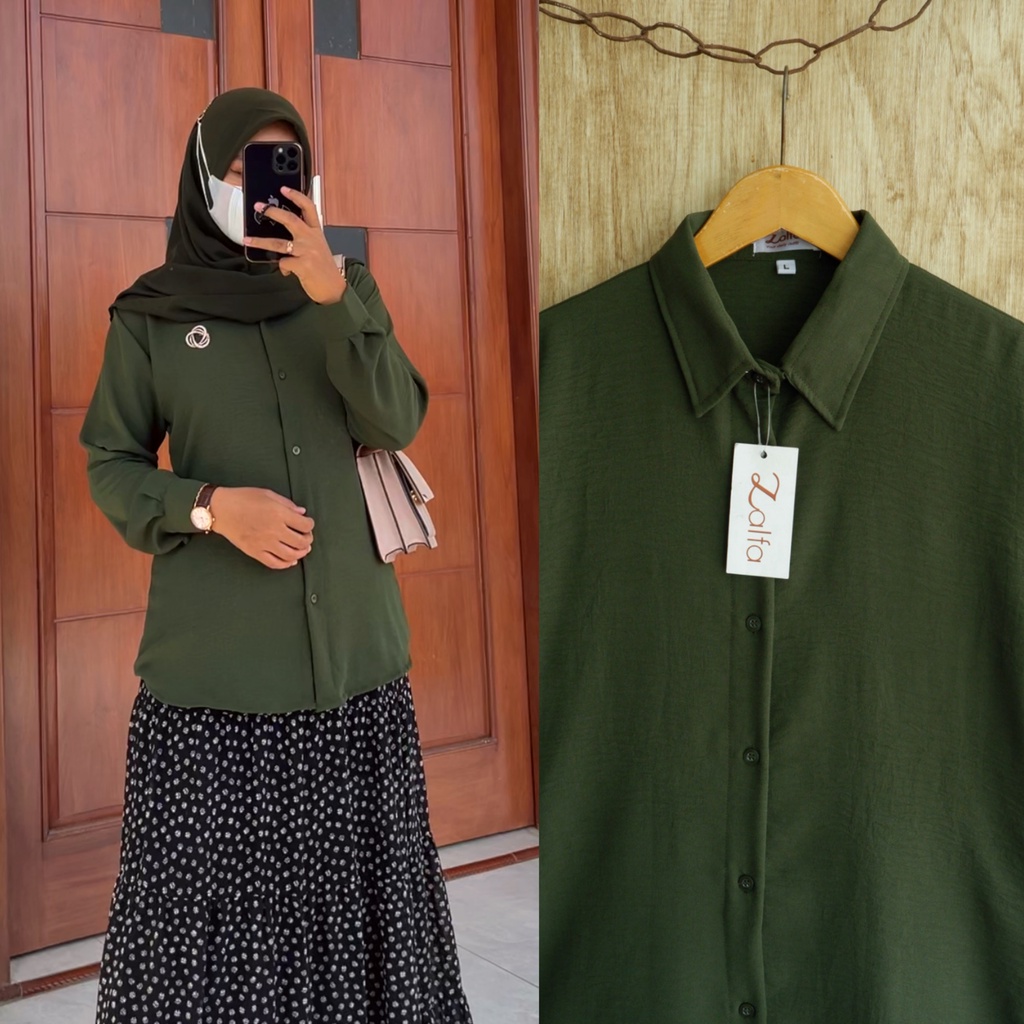 KEMEJA BASIC CRINCLE by ZALFA OUTFIT / blouse polos / kemeja crincle / blouse crincle