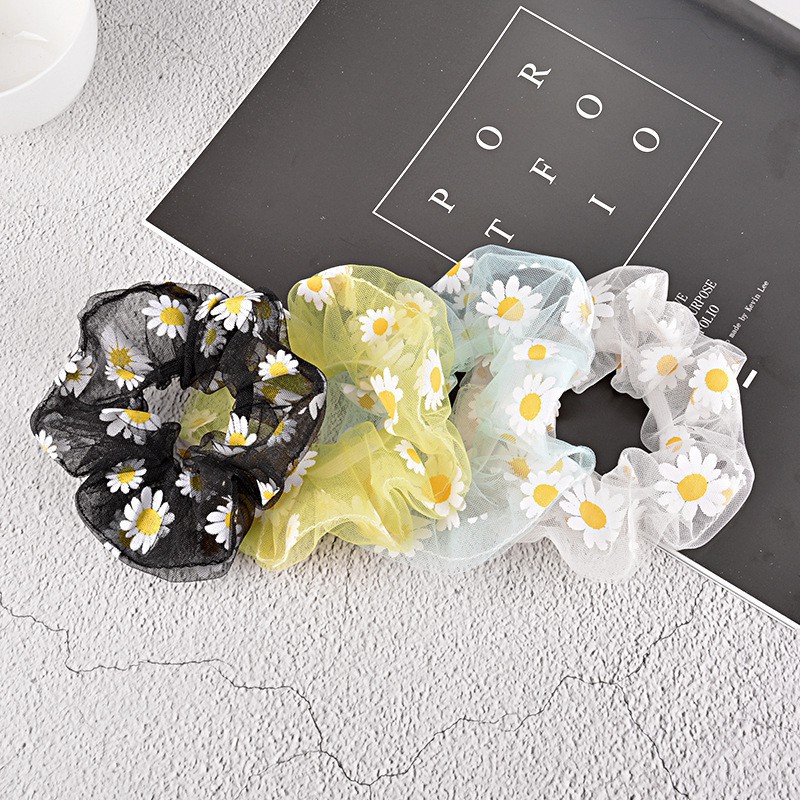 Topprice COD Ikat Rambut Scrunchie Motif Bunga Lingkaran Besar Transparan Penghiasan Rambut AW10 / AW22 / AW25 / AW26 / AW28