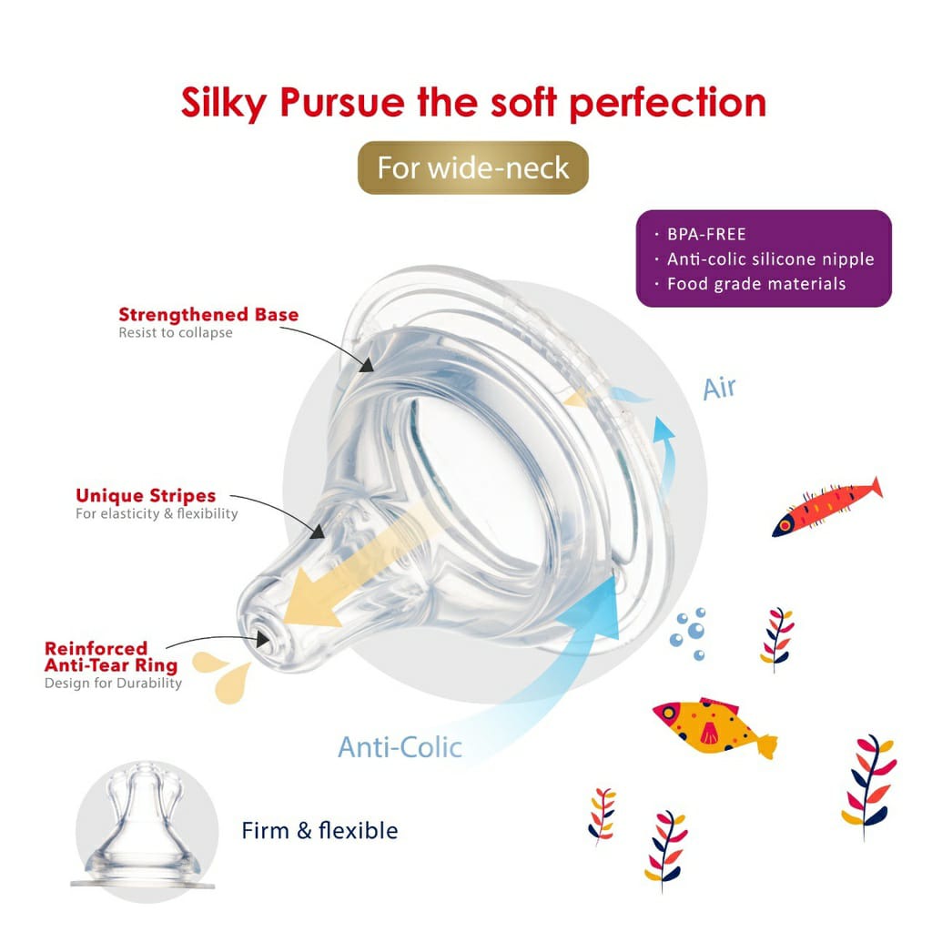 Farlin Silky Silicone Nipple Wide Neck - Nipple Pengganti