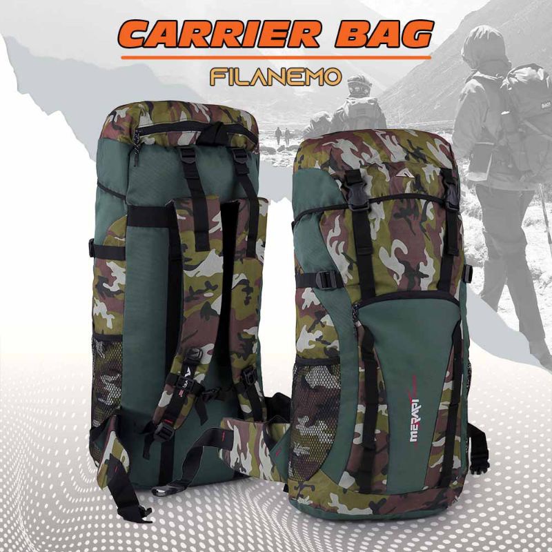 Tas Carrier 60 Liter Loreng Army Terbaru | Tas Gunung Camping Hiking Keril Outdoor Adventure Mudik Muncak Traveling | Tas Besar Bahan Cordura Premium