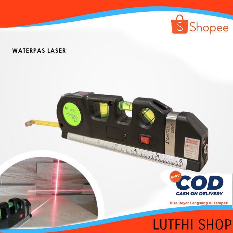 

waterpass Laser Dengan Meteran Horizontal Vertical 250CM LEVELPRO3 / alat pertukangan