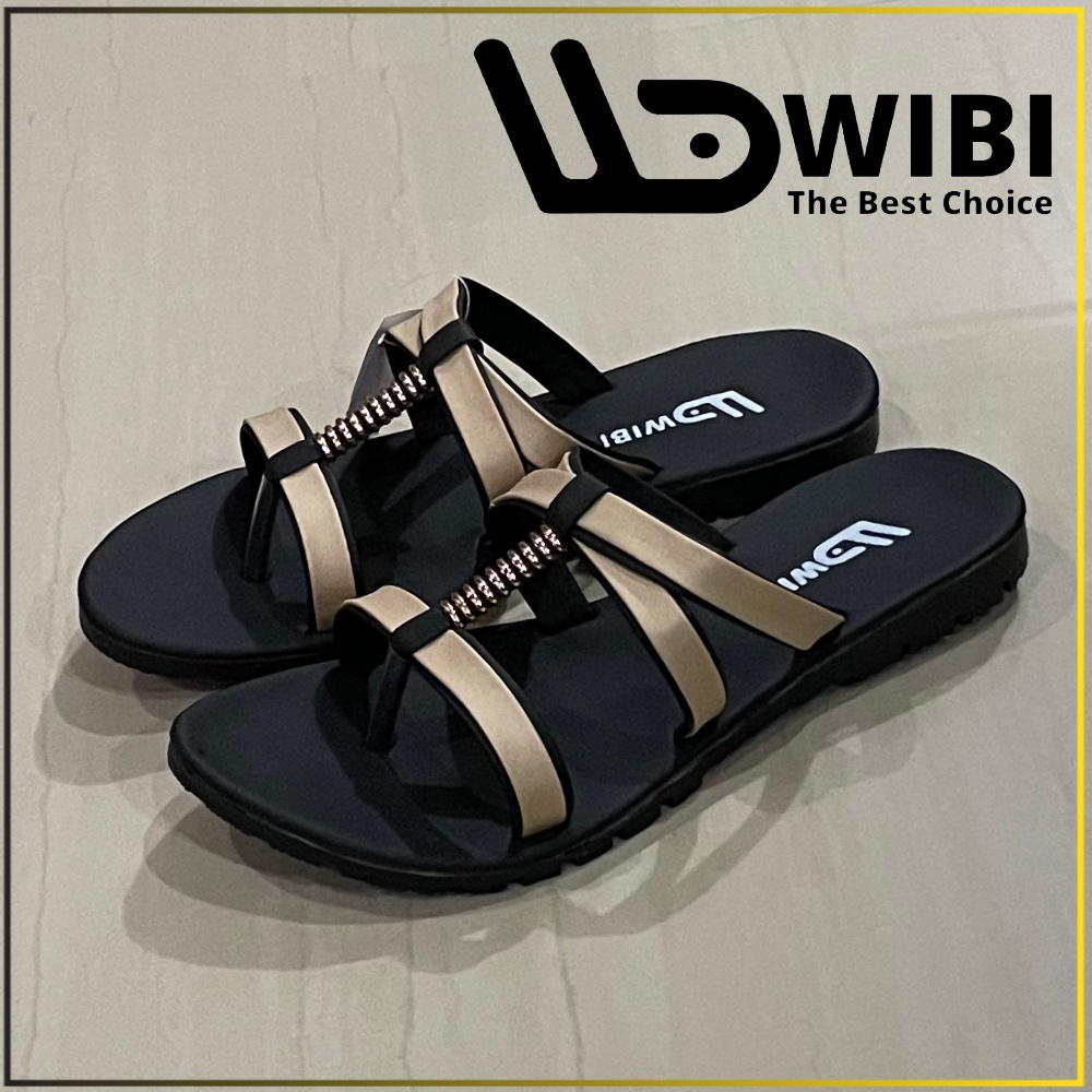 Sandal Wanita Cewek Asli Kulit Sintetis Kekinian Trendy Stylish Dewasa Import Original WIBI W02