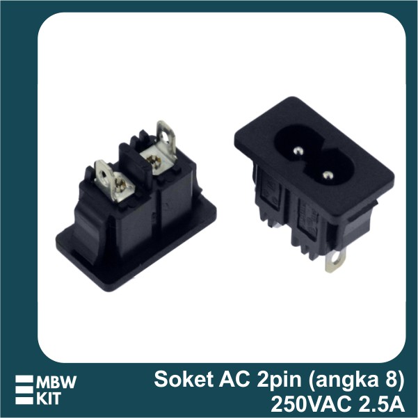 Soket AC Angka 8 2Pin Standar Power Outlet Socket