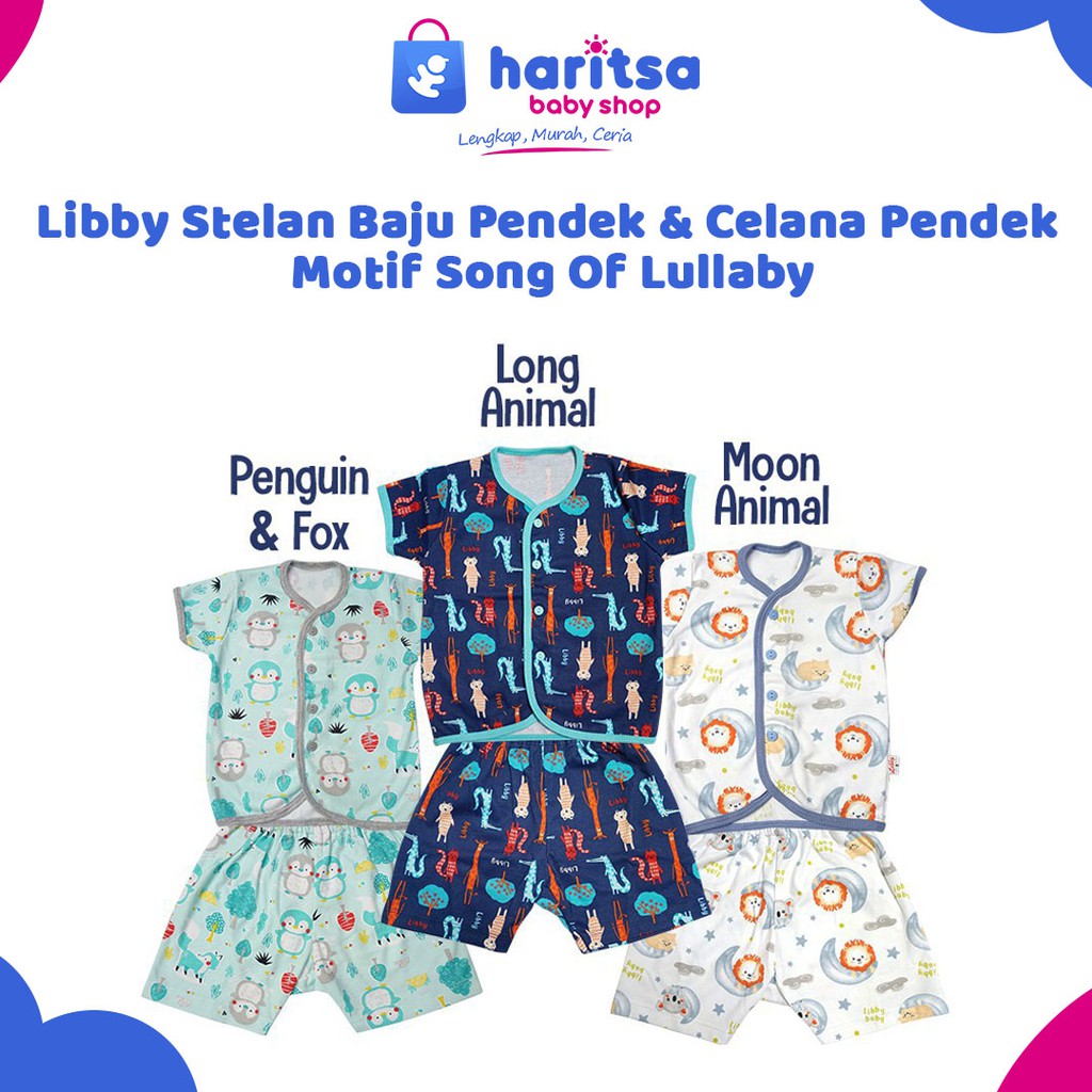 Libby Setelan Bayi Baju Kancing Depan Pendek Celana Pendek Motif Animal Dreamland Journey To Safari S M L