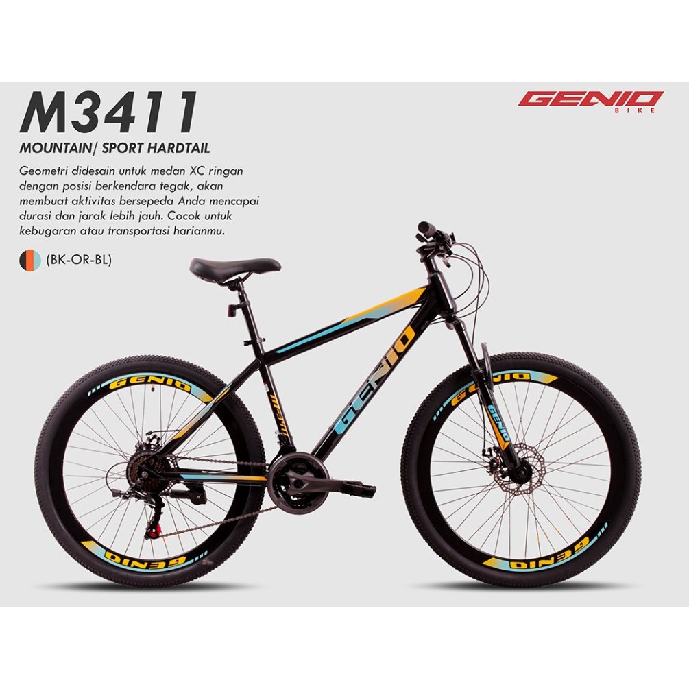 Sepeda Gunung MTB Genio M3411  27,5 inch 8Speed RD Shimano Garansi SNI-1