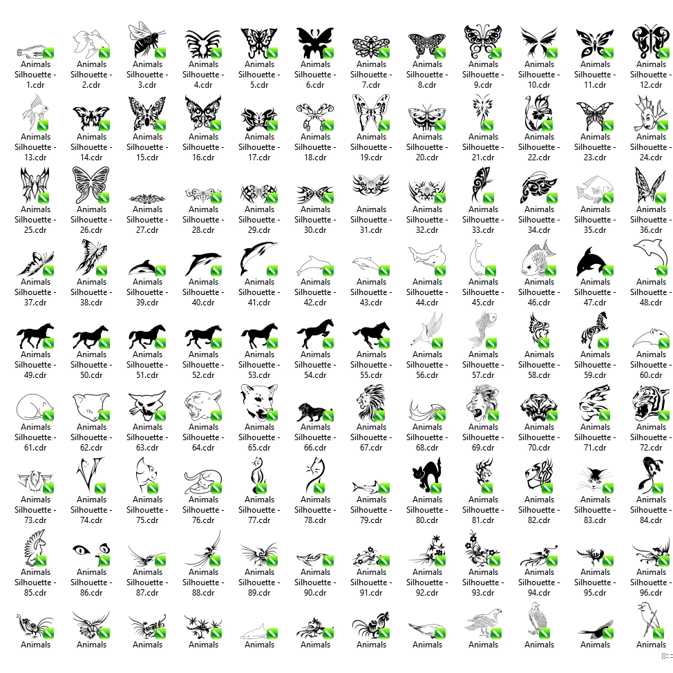 300 Complete Animals Silhouette Vector Set - Coreldraw