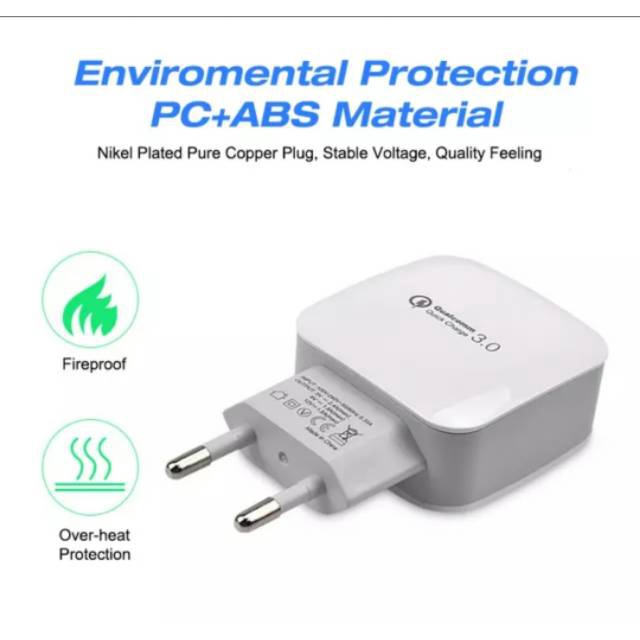 adaptor charger qualcomm quick charger 3.0 1 port fast charging kepala casan batok charger
