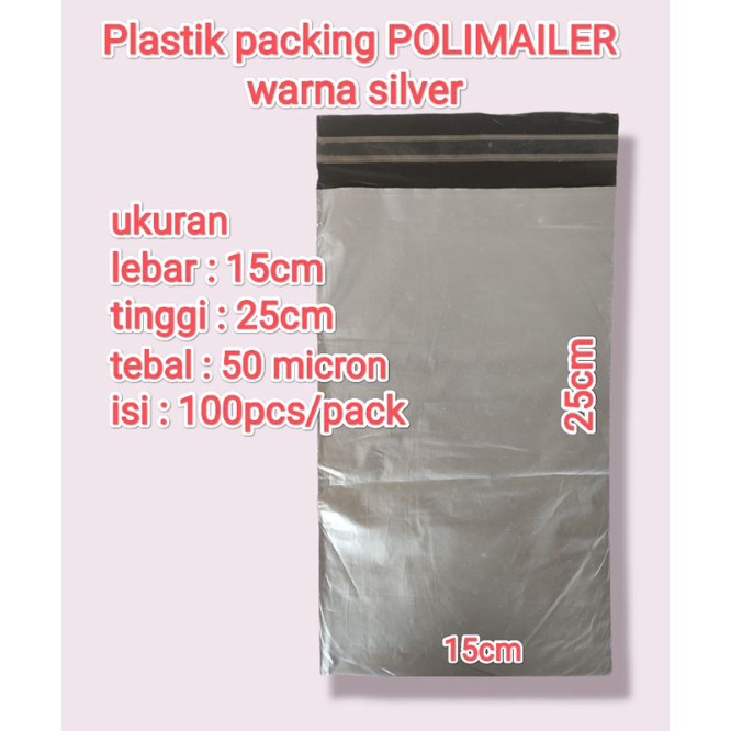 

Polymailer silver ukuran 15x25/ plastik packing