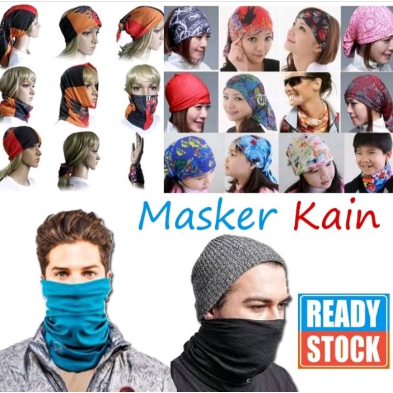 masker Buff multifungsi Tampa jahitan pria dan wanita / masker Buff setengah wajah / bahan katun spandek lembut halus dan berkualitas terjamin bagus