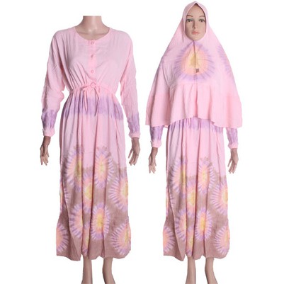 Gamis + Jilbab Syari Batik Tiedye Soft V.2