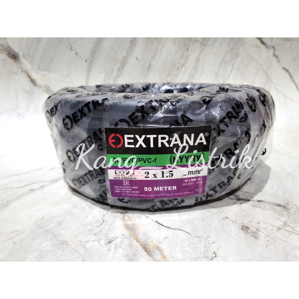 EXTRANA NYYHY 2x1,5mm KABEL SERABUT HITAM NYYHY EXTRANA 2X1,5mm Per 50Meter