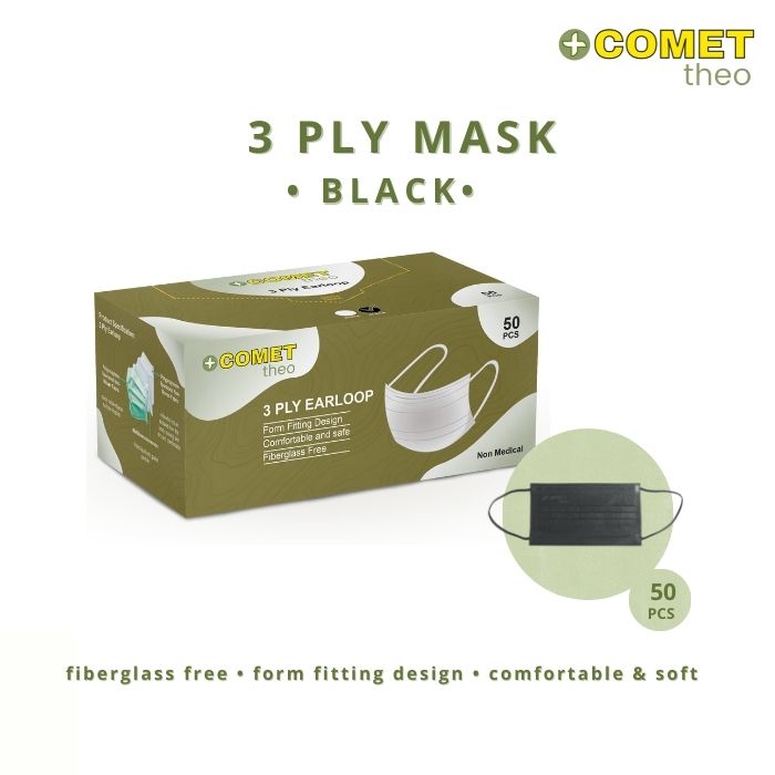 Masker COMET Theo 3Ply Mask Box Hitam
