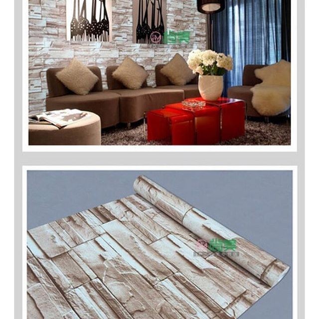 R023LS Wallpaper Sticker ku batu coklat 3D 45cm x 10m R023LS Wallpaper Sticker ku batu coklat 3D 45cm x 10m