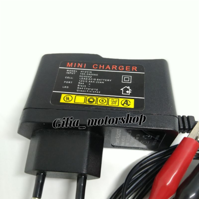 Charger aki mini 12V Alat Test Lampu Charger Aki Mini Cas Baterai 12V