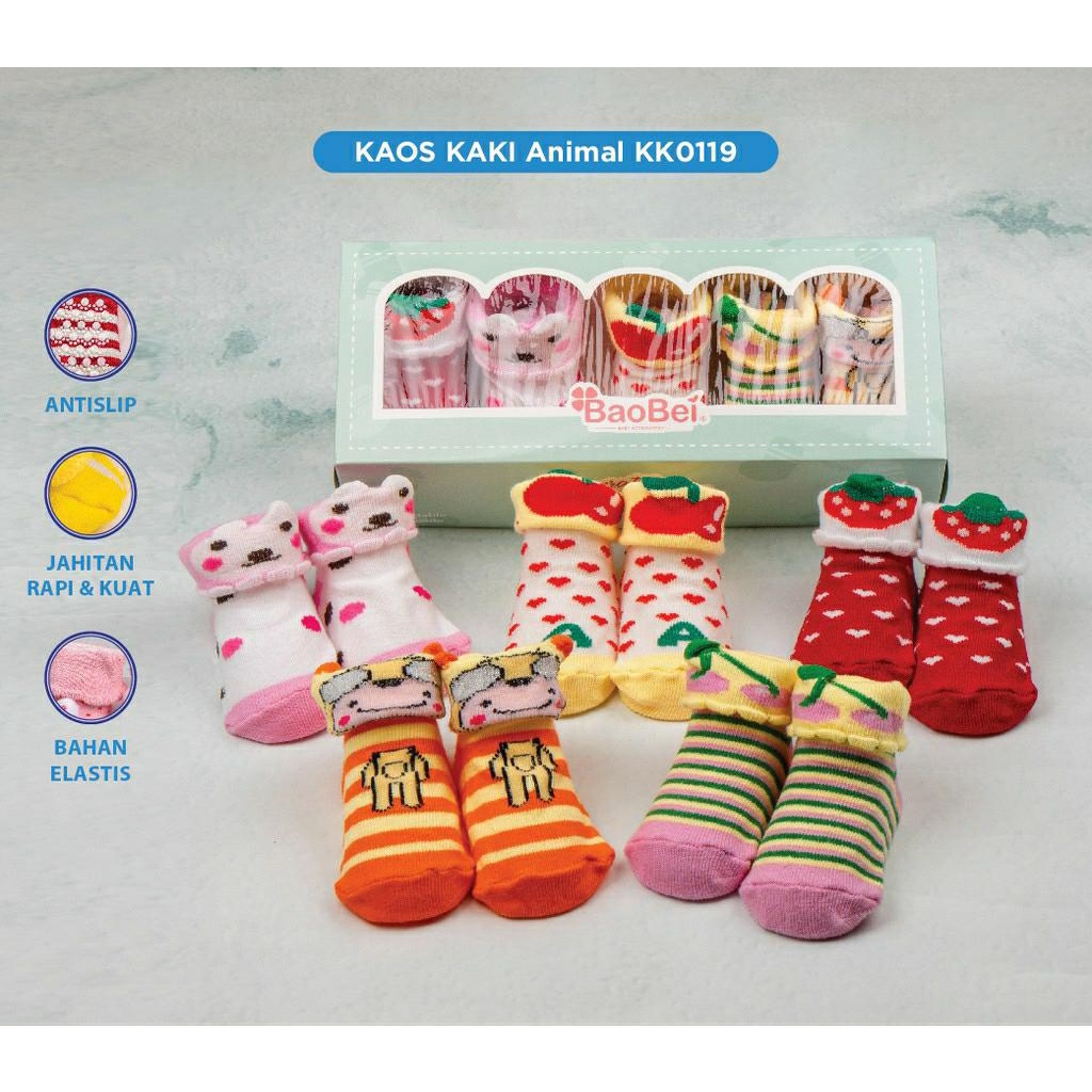 Baobei Kaos Kaki Animal Gift Box isi 5