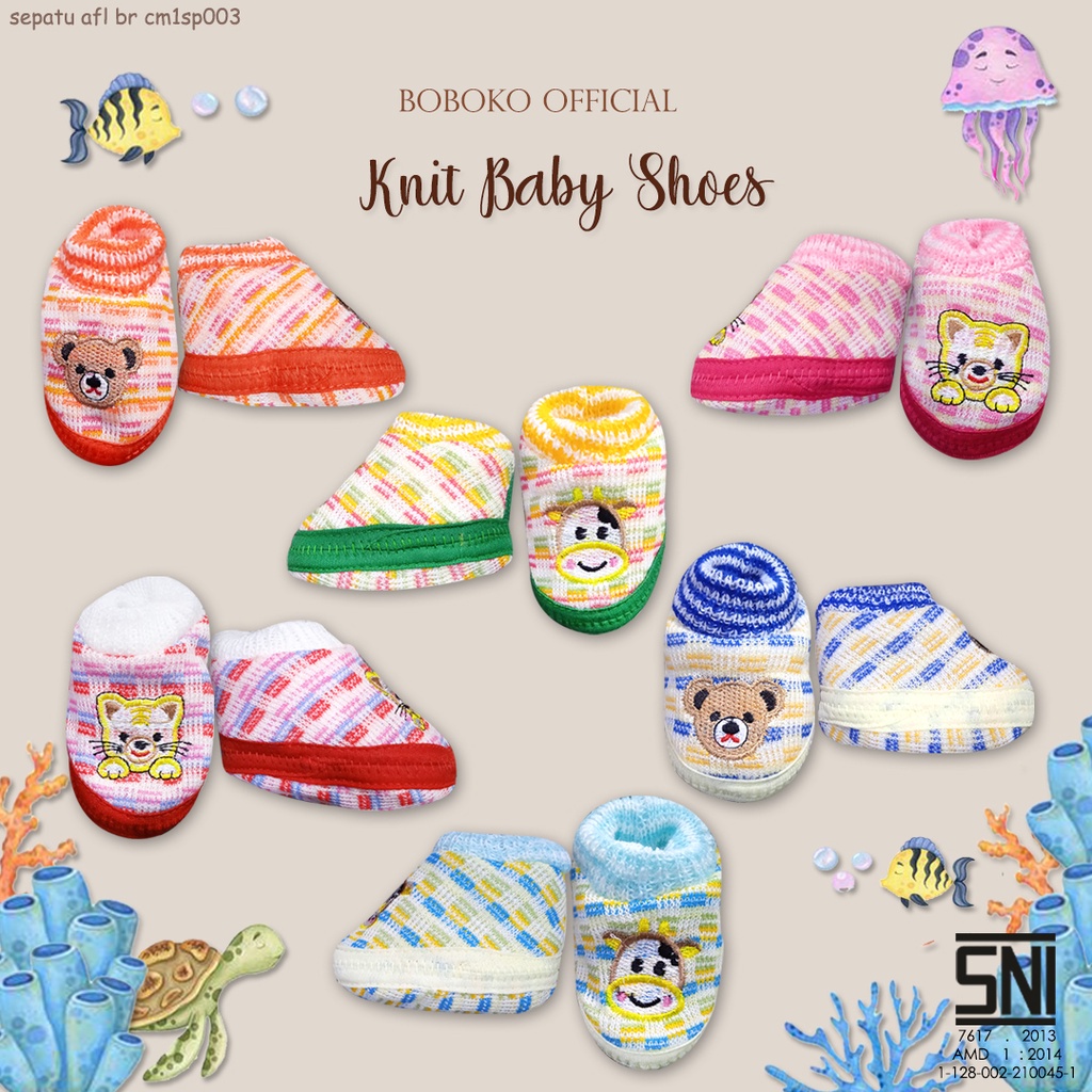 BOBOKO Sepatu Rajut Bayi 0-3 bulan motif random