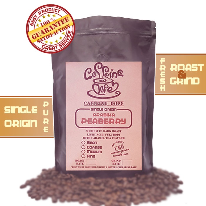 

Kopi Arabika Peaberry / Lanang 1 KG Single Origin - Bean/Biji & Ground/Bubuk