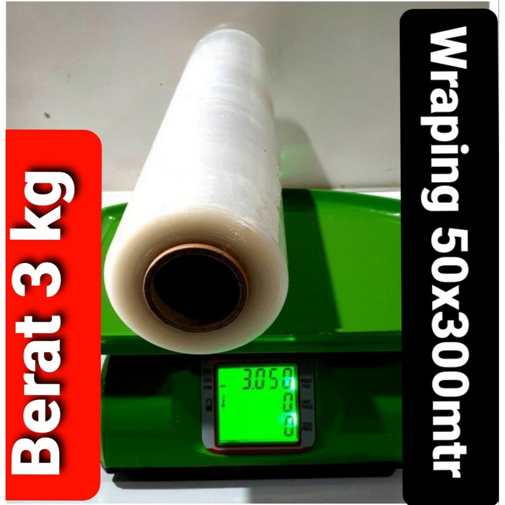 STRETCH Film 3 Kg x 50 cm x 300 Meter 17 Micron Plastik Wrapping Stretch Film