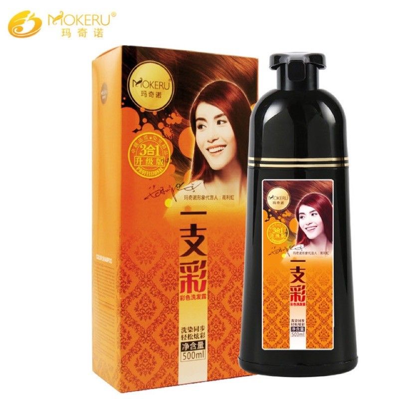 Original MOKERU Shampoo Herbal Pewarna Rambut Alami 500ml