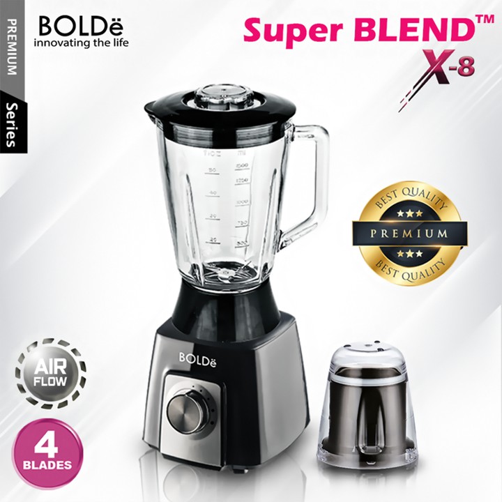 BOLDe BLENDER AND CHOPPER 2 IN 1 - Super Blend X8 BOLDe Kapasitas Tabung Kaca 1, 5 L