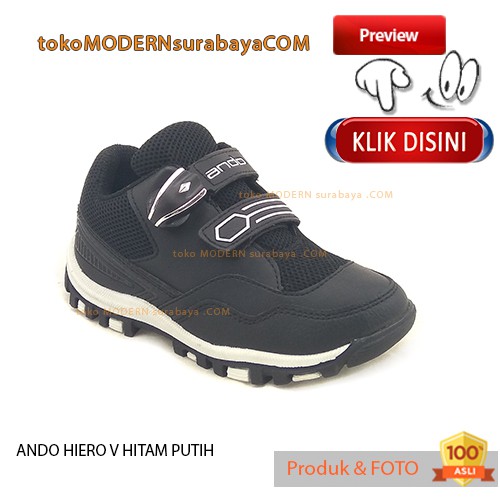 Ando Hiero V Hitam Putih Sepatu Sekolah Anak Magnet sneakers