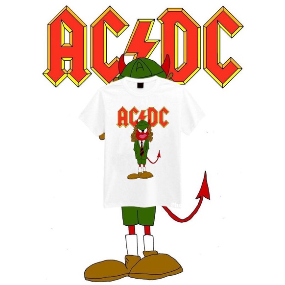 Kaos Baju AC DC - Kaos Putih Band Hard Rock Pria Wanita Tee Distro