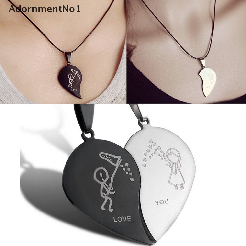 (AdornmentNo1) Kalung Choker Tali Hitam Dengan Liontin Hati Motif Ukir Tulisan Untuk Pasangan / Pria / Wanita