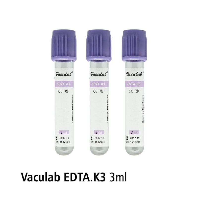 Vaculab EDTA K3 3 Ml Tabung Vacutainer Blood Colection Tube / Eceran