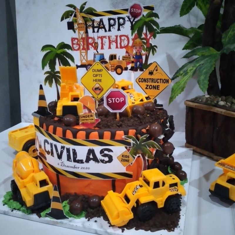 

topper toper kue hiasan konstruksi kontraktor escavator