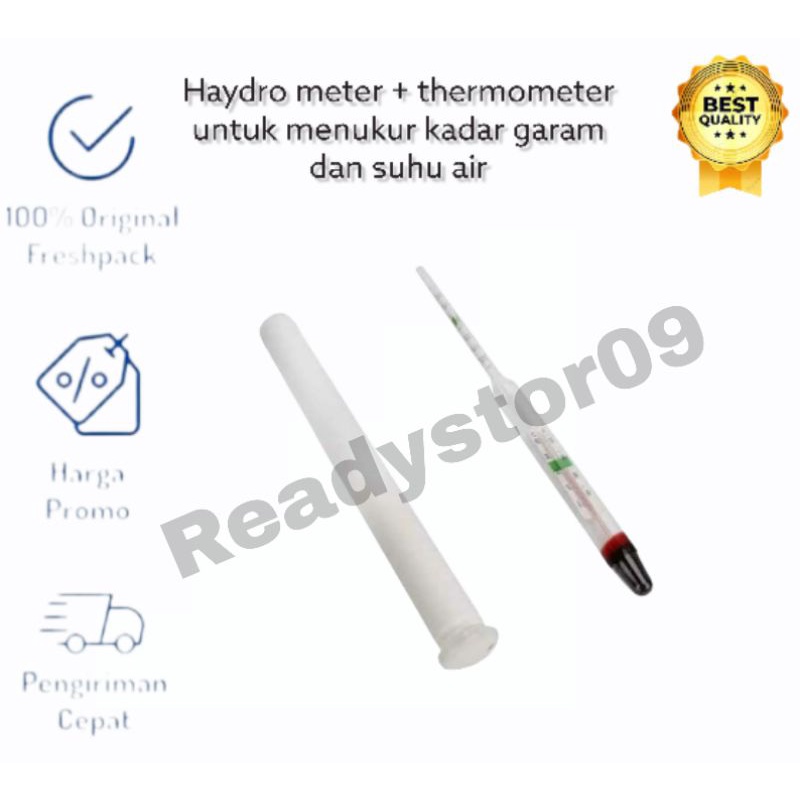 Aquarium Hydrometer Thermometer Pengukur Kadar Garam Air Laut Asin