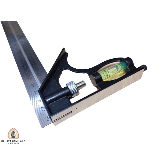 

RB Siku Meter Tukang 30cm Penggaris Besi Sudut L + Waterpass CHY