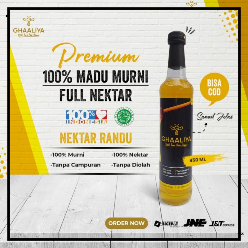 

Madu Asli ghaaliya Grade A nektar bunga randu asli Murni 450ml/600 gr