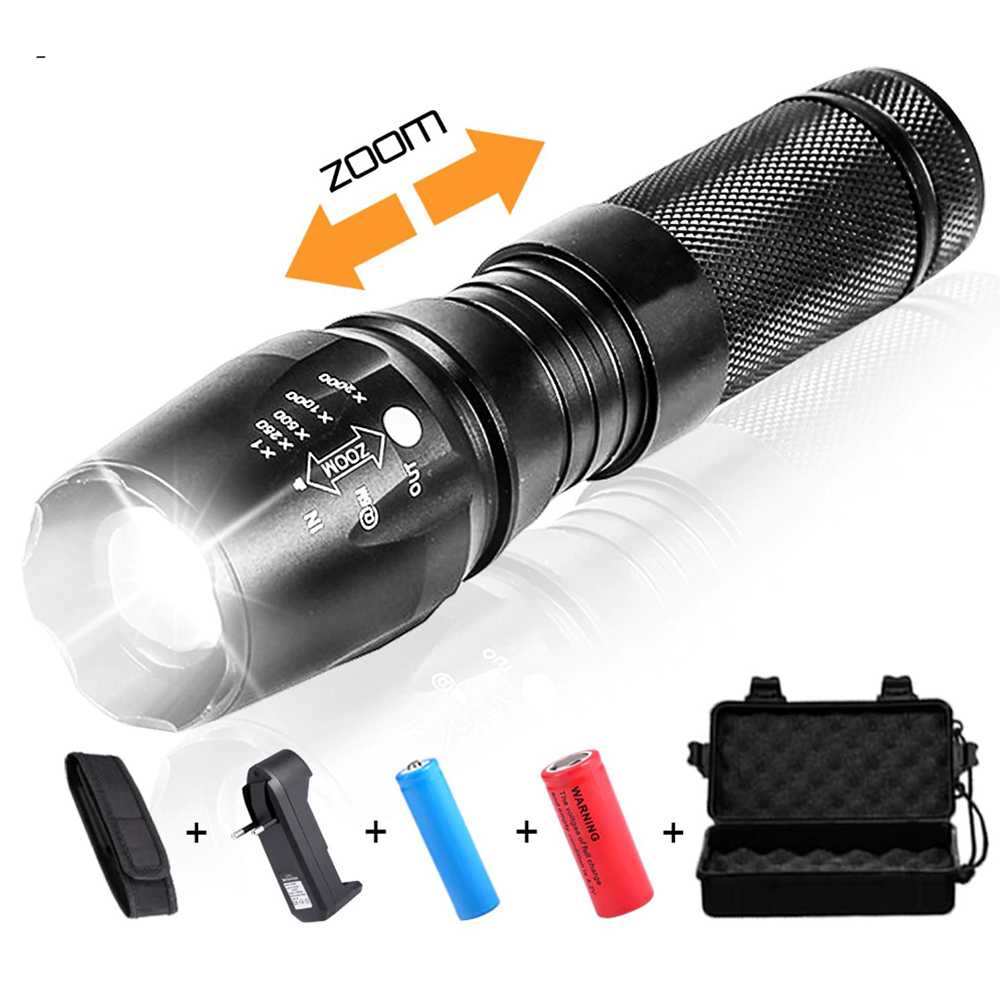 FatihShop TaffLED Senter Tactical XML-T6 3000 Lm+Baterai+Charger+Box-E97