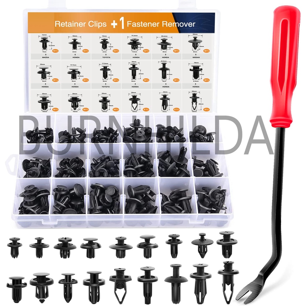 Baut Rivet Mobil Universal Car Push Pin Fasteners 350PCS Car Retainer Clips &amp; Fastener Remover - 18 Most Popular Sizes &amp; Applications Auto Push Pin Rivets Set -Door Trim Panel Clips for Toyota, Honda, Nissan, Mazda - Bonus Fastener Remover mobil burnhilda