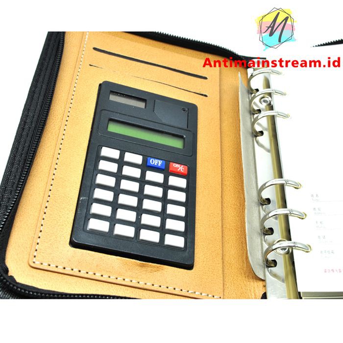 

Murah Buku Catatan Binder Note Cover Kulit dengan Kalkulator - Buku Agenda - Cokelat Elegan